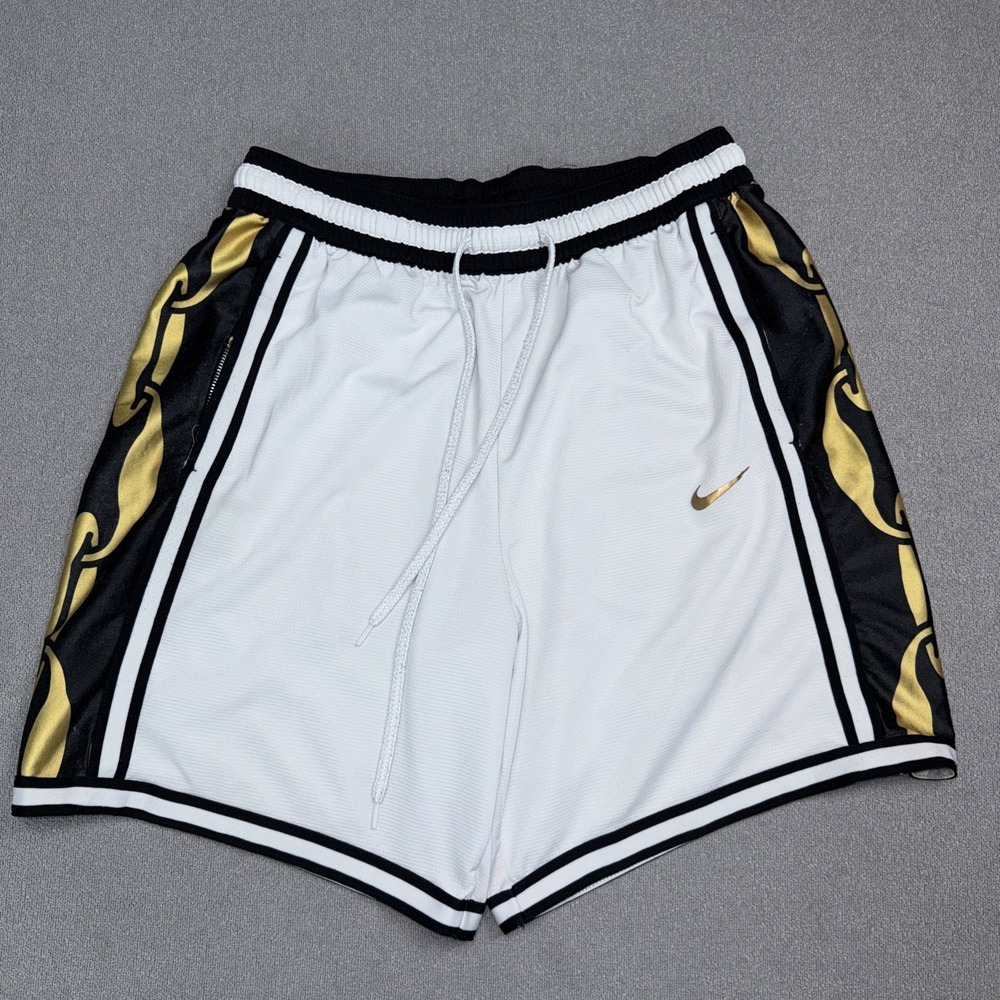 Nike Dri-FIT Chain Print Basketball Shorts Mesh Mens XL White Gold CV1897-100